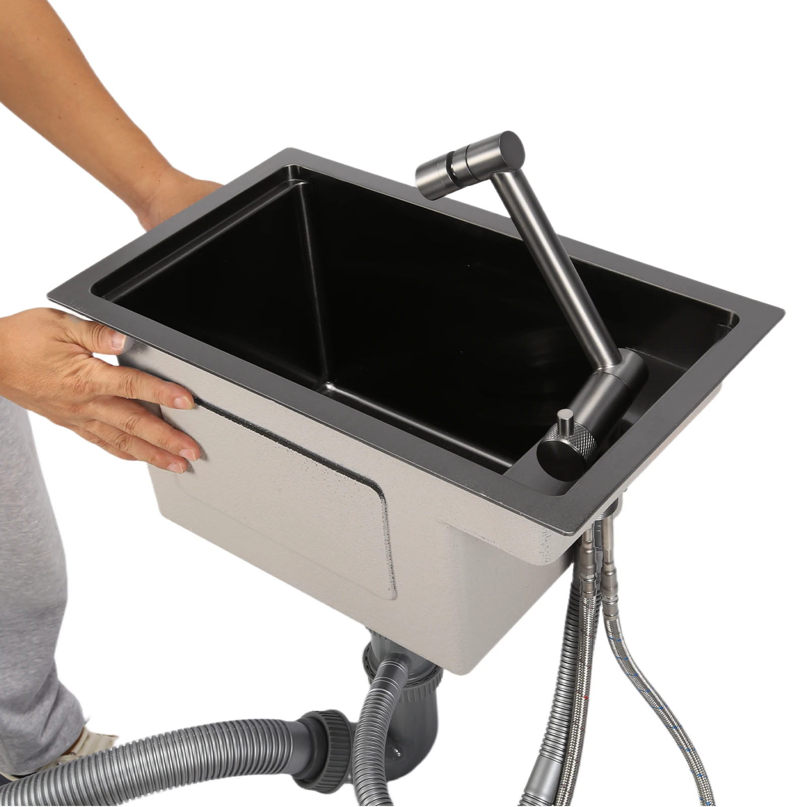 Stainless Steel Small Kitchen Sink with Foldable Faucet