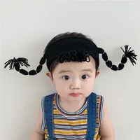 Children's Funny Hair Band Personality Trend Headband Korean Wig Braid Hair Accessories Black Super Cute Baby Girl Headwear 3