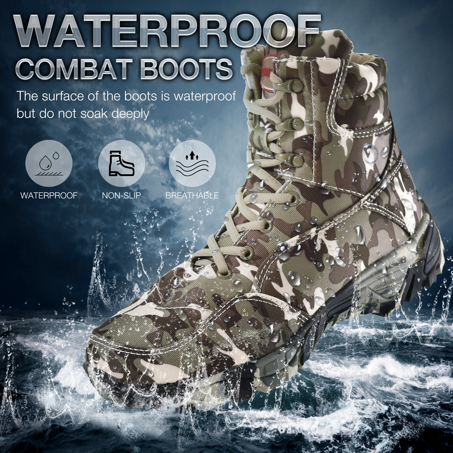 

Camouflage Hiking Shoes Outdoor Autumn Men High Top Wool Shoes Fishing Training Anti Slip Leopard Waterproof Trekking Warm Shoes