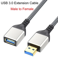 Premium Braided USB 3.0 Extension Cable - High - Speed Data Transfer Cord - 2M