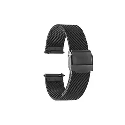 22mm Stainless Steel Watch Band Strap - Universal Fit - 22mm (Black)