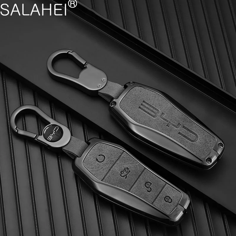 

Car Key Case Cover Suitable for BYD Song Plus Atto 3 Han EV Tang DM Qin Seal Dolphin Suede Remote Holder Keychain Auto Accessory