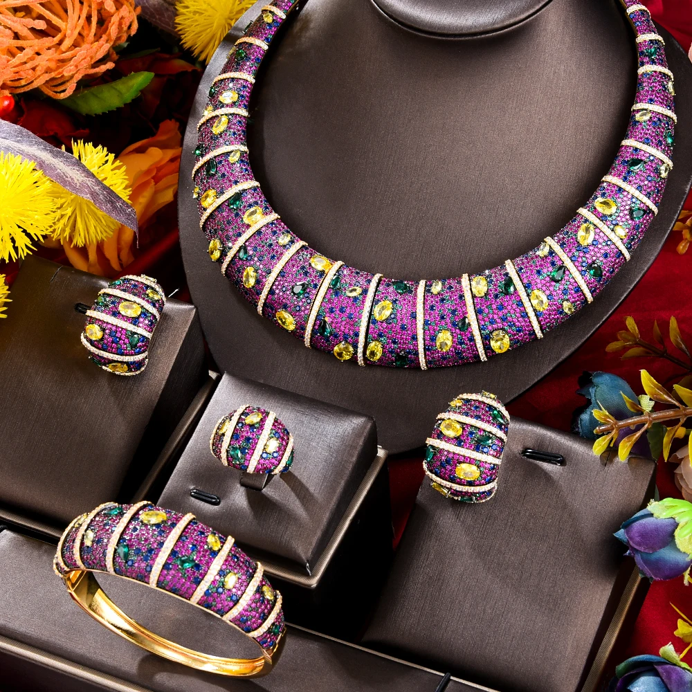 

Missvikki Original Luxury 4pcs Jewelry Set For African Dubai Women Party Zircon Crystal Dubai Bridal Wedding Jewelry Set Gift