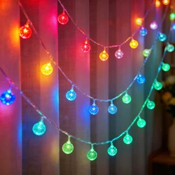 Waterproof Crystal Globe Ball String Lights - LED Fairy Garland for Outdoor Garden & Events (RGB)