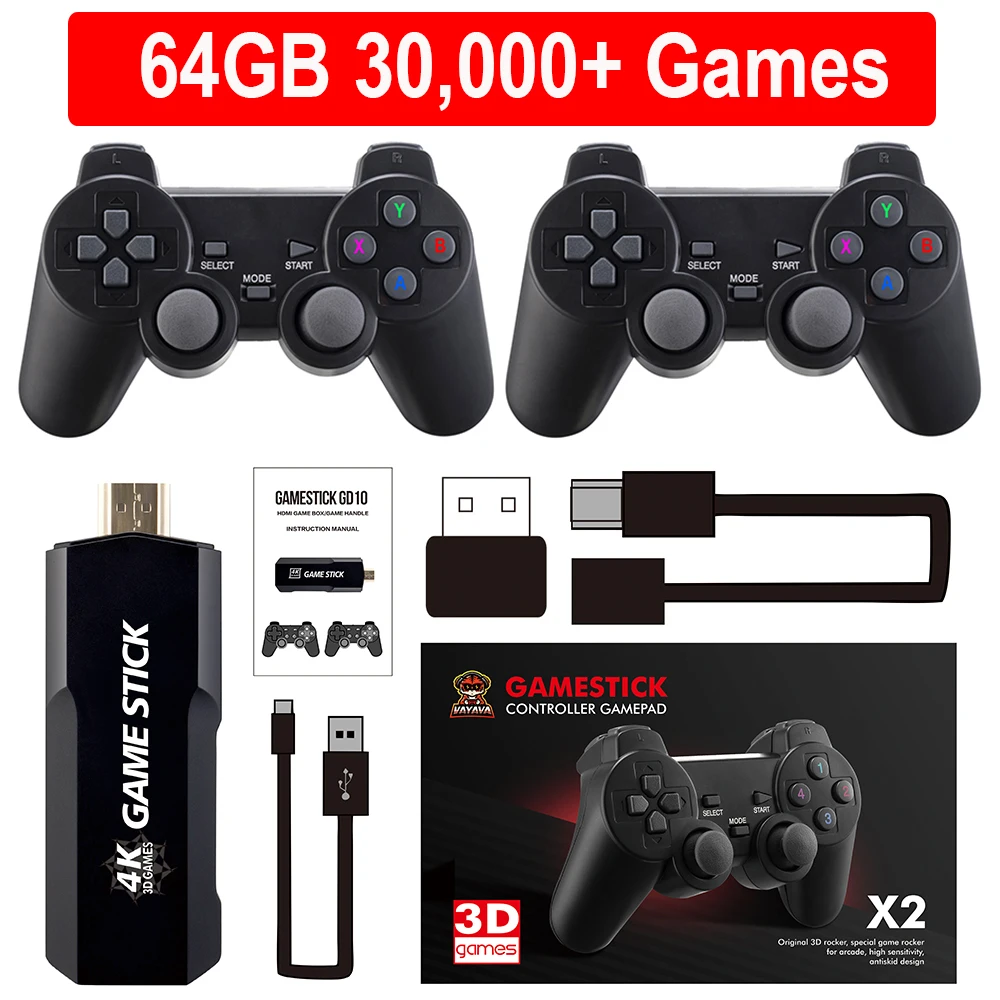 thumbnail image 1 of Consola de videojuegos GD10 de 128 GB con 40 000 juegos integrados, consola de juegos portátil retro, mando inalámbrico, TV Game Stick 4K HD para GBA, 1 of 5