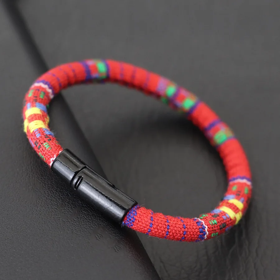 Bohemian Seil Armband Für Männer Doppel Versicherung Schnalle 6mm Stoff Armband Strand Surfen Casual Zubehör Wrap Pulseria Hombre – Detail 13