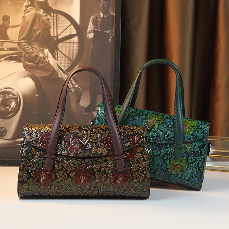 

Genuine leather handbag with large temperament, new trendy retro light luxury, large capacity, and high-end feeling for women