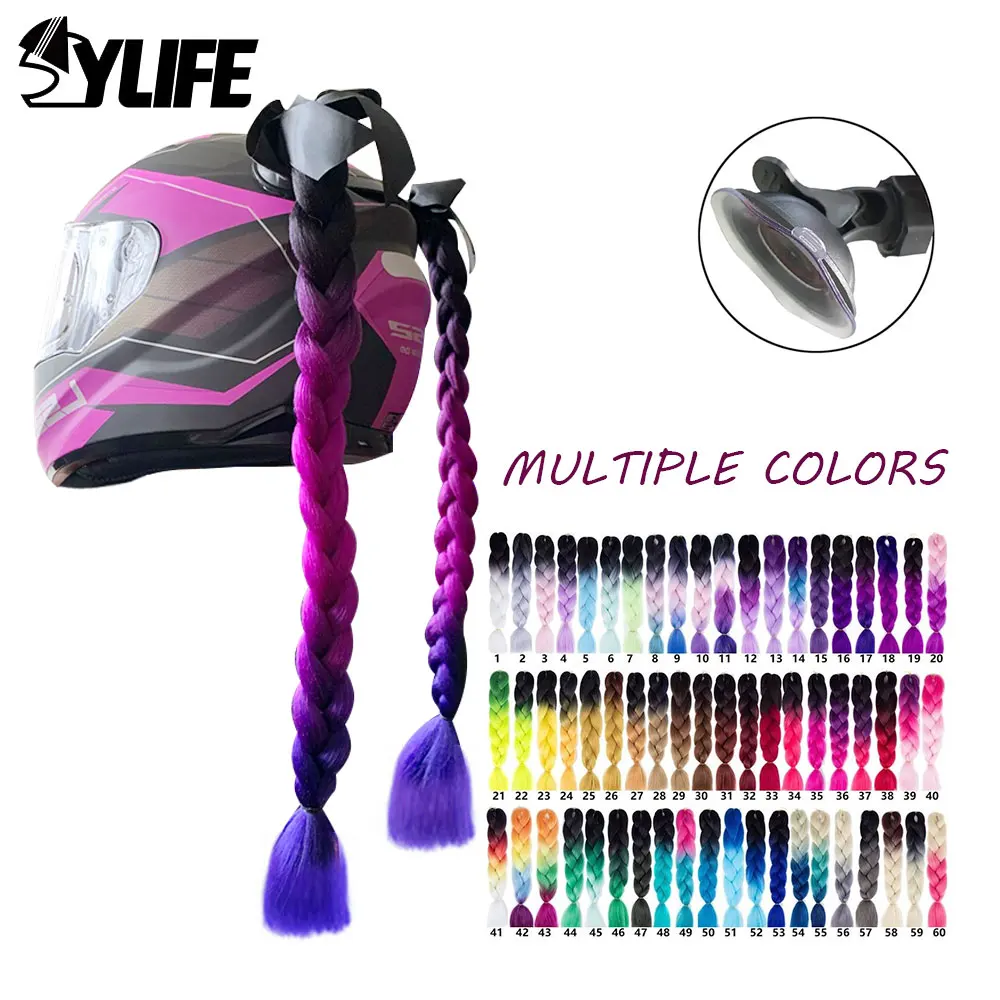 

Universal Helmet Braids Woman Motorcycle Helmet Braids Wig With Sucker Elmet Accessories Twist Dual Pigtail Ponytail Headwear