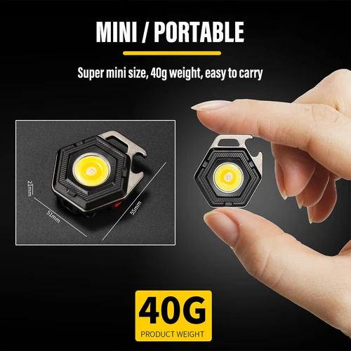 미니 캠핑 라이트 LED 손전등 랜턴 USB 충전 COB 키 체인, 작업 조명 투광 조명 강한 자석 IP64 방수 2