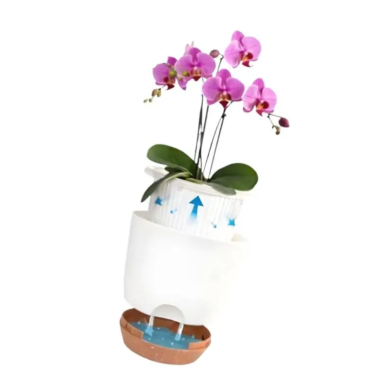 2 Stück sichtbare Blumenhalter mit separaten Schalen für bessere Entwässerung und Luftzirkulation D2RD – Detail 3