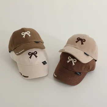 New Baby Girl Bow Embroidered Baseball Caps Children Casual Peaked Hat Adjustable Infant Toddler Girls Sun Hats Kids Accessories 1