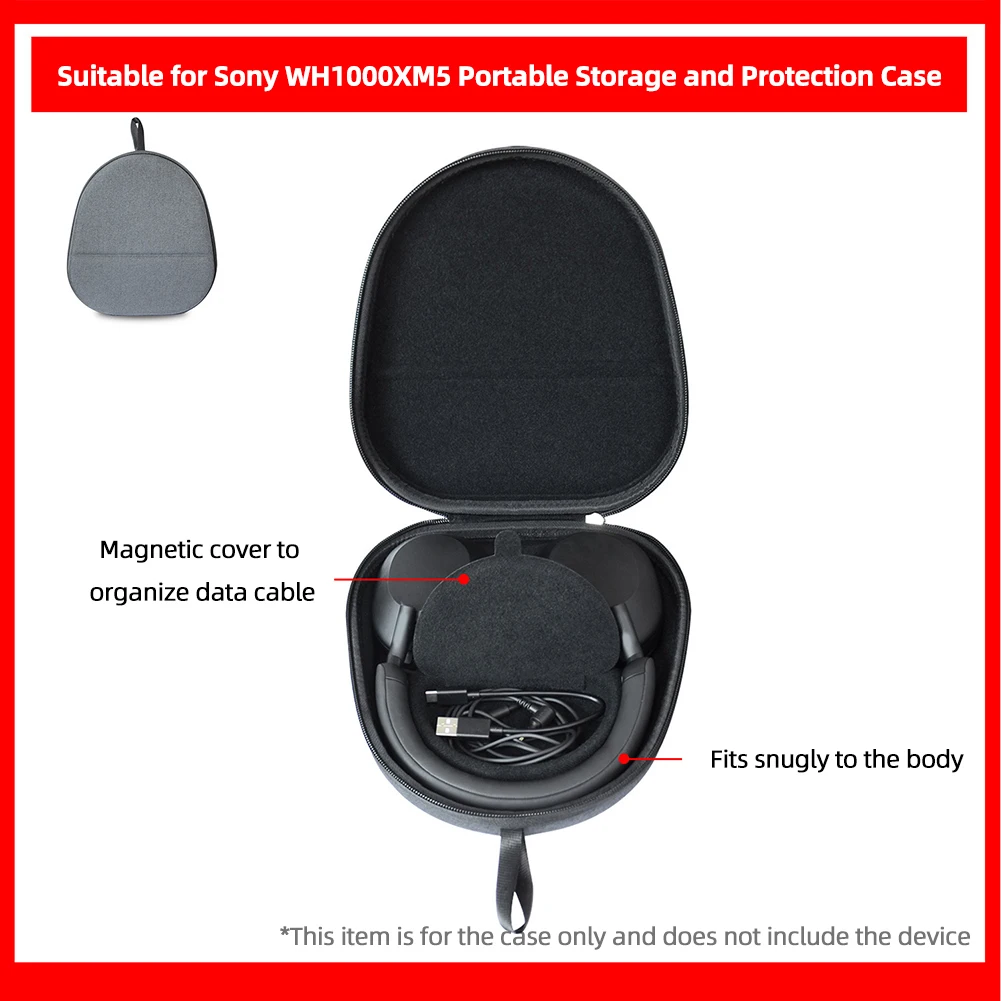 Hard Carrying Case Anti-Scratch Portable Storage Box Bag EVA Anti-Drop Protective Hard Case for Sony WH-1000XM5 Headphone
