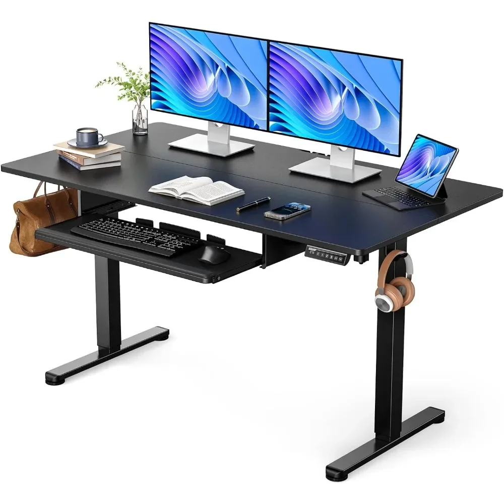 

Electric Standing Desk with Keyboard Tray,55x28 Inches Adjustable Height Sit Stand Up Desk,Home Office Desk Computer Workstation