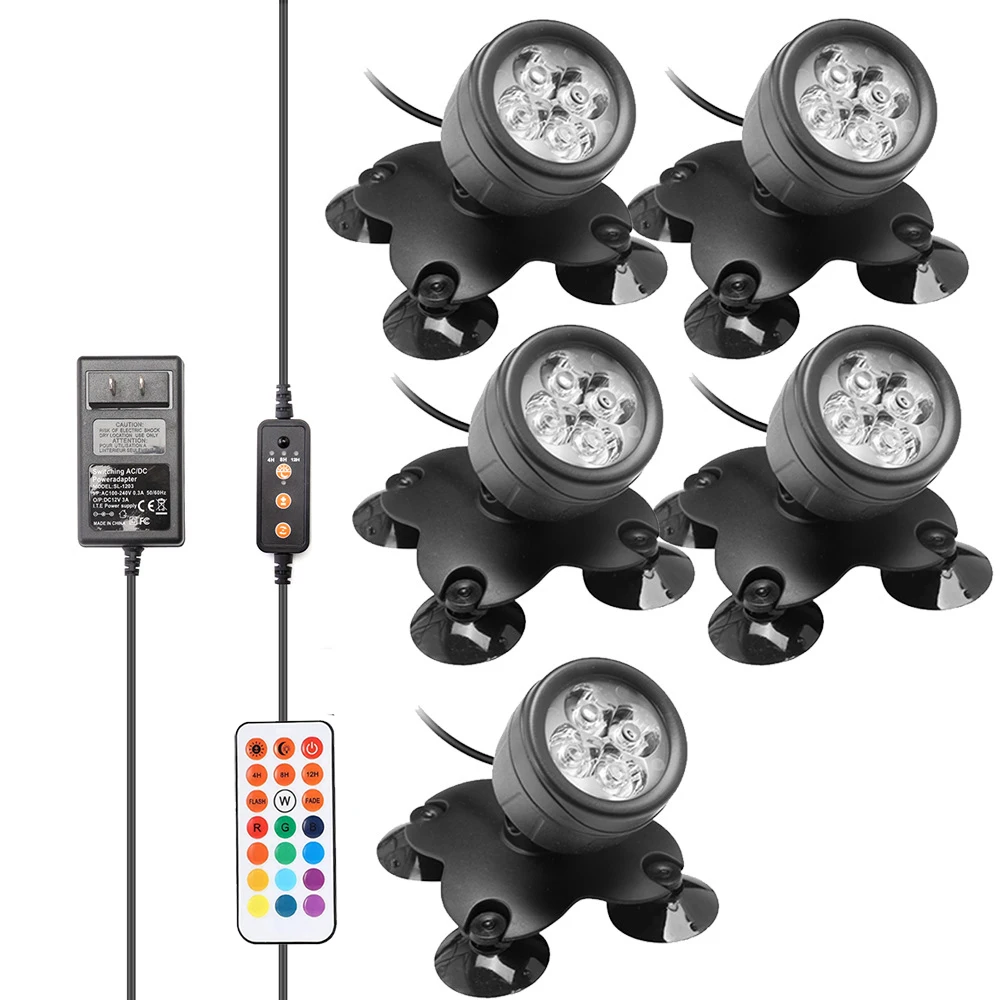 Underwater Light Waterproof Spotlight Landscaping Spotlights Water Grass Light with RF Control for Aquarium IP68 Fish Tank Light light underwater Underwater Lights