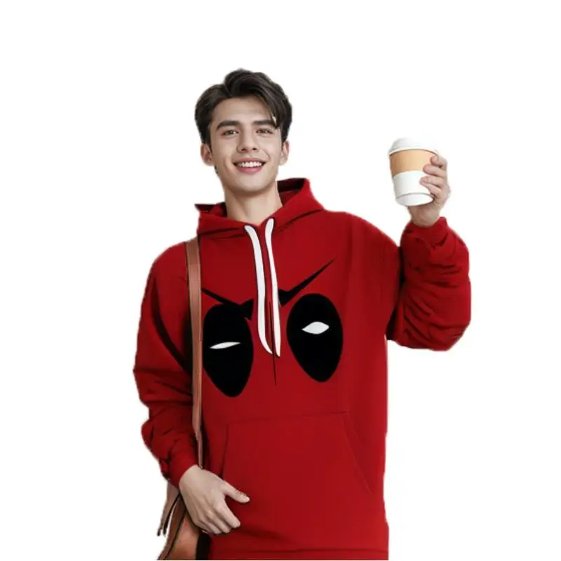 thumbnail image 2 of Sudadera con capucha de superhéroe adulto Deadpool Wolverine para cosplay de Halloween, chaqueta informal burdeos con estampado 3D de Deadpool para pareja, 2 of 6