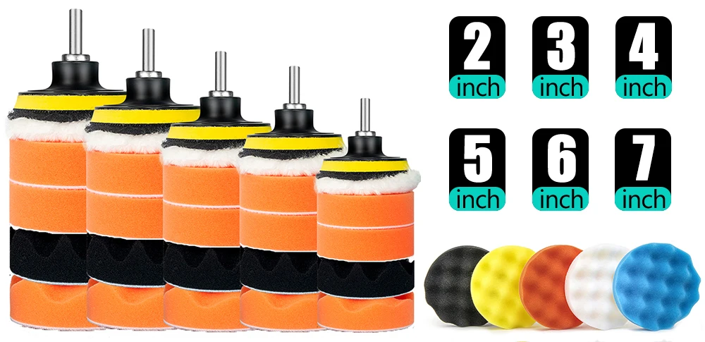 Car Polishing Sponge Pad Kit Wool Waxing Buffing Sponge Abrasive Disc Sandpaper For Sanding Headlight Refurbish Auto Detailing