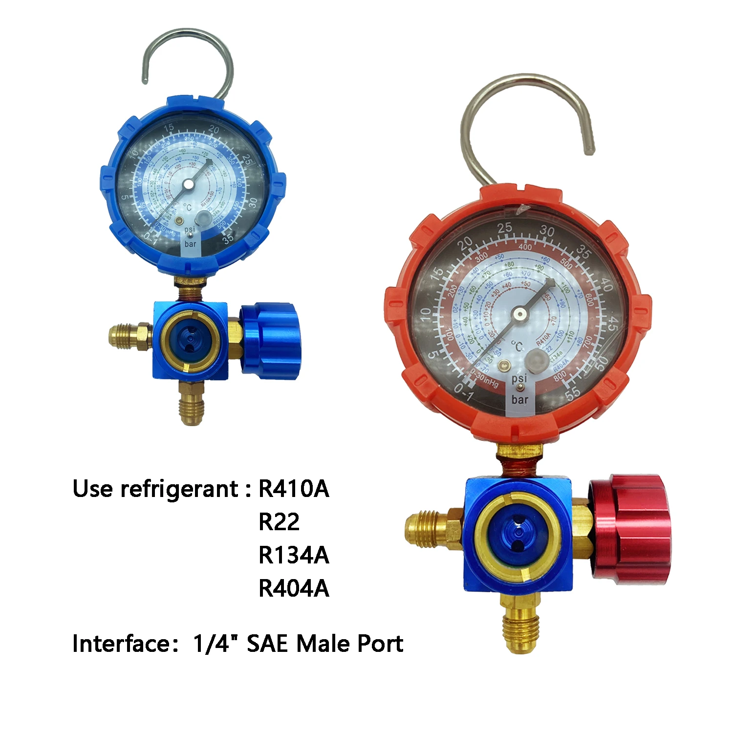 Air Condition Manifold Gauge with Sight Glass for R22/R410A/R134A/R404A High and Low Pressure A/C Refrigeration Tool 2