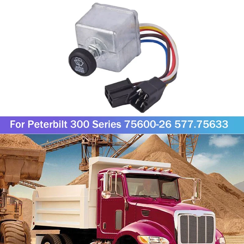 

Washer Switch Wiper Switch Knob 4 & 2 Pin Connection 6 Wire For Peterbilt 300 Series 75600-26 577.75633