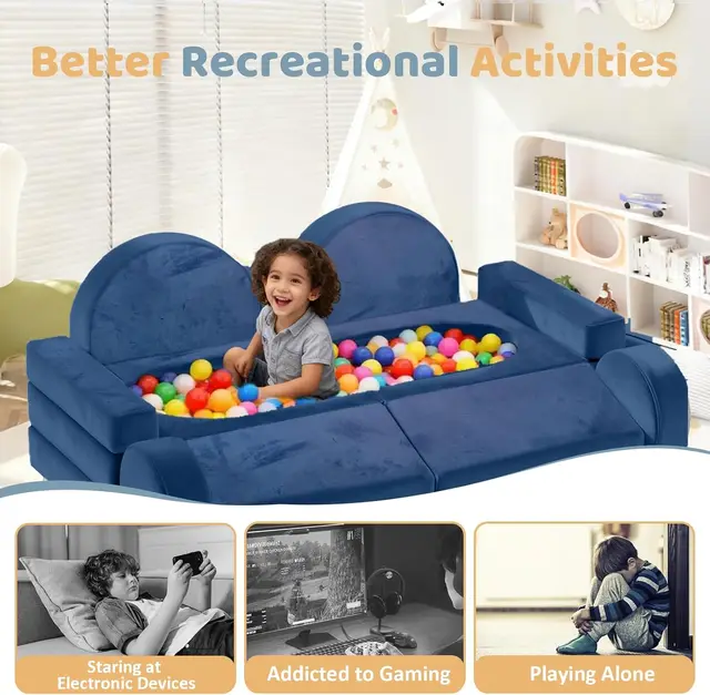 Modular Kids Sensory 12pc Certified Convertible Sectional Sofa