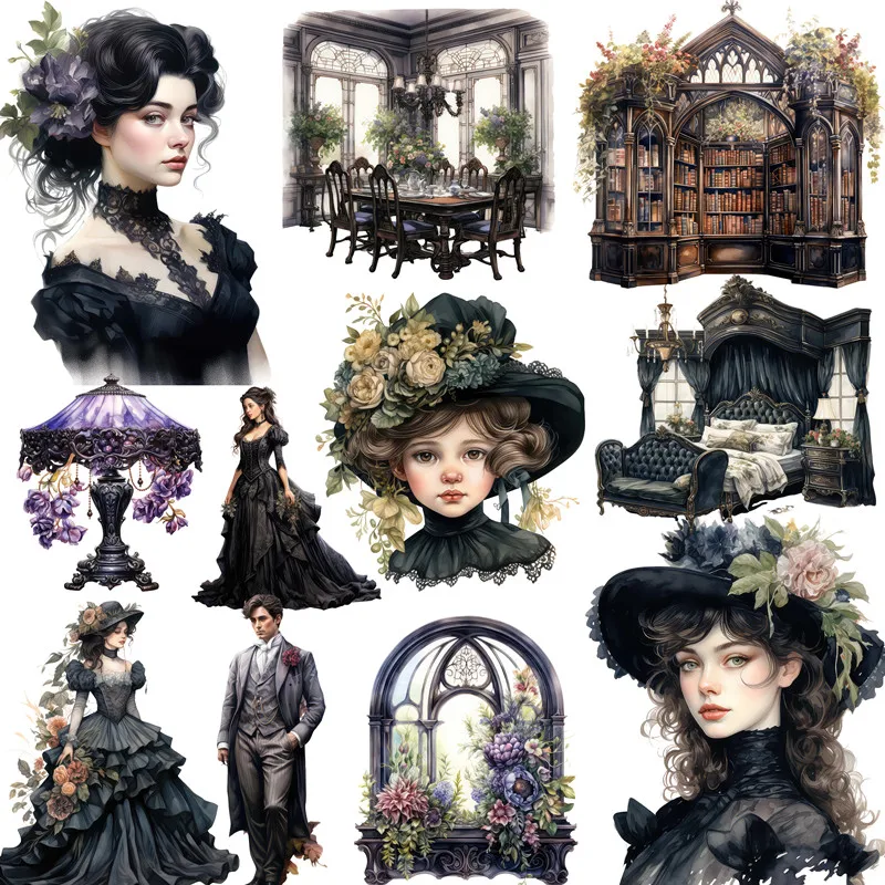 

12Pcs/Pack Vintage Victorian Furniture Sticker DIY Craft Scrapbooking Album Junk Journal Decorative Stickers