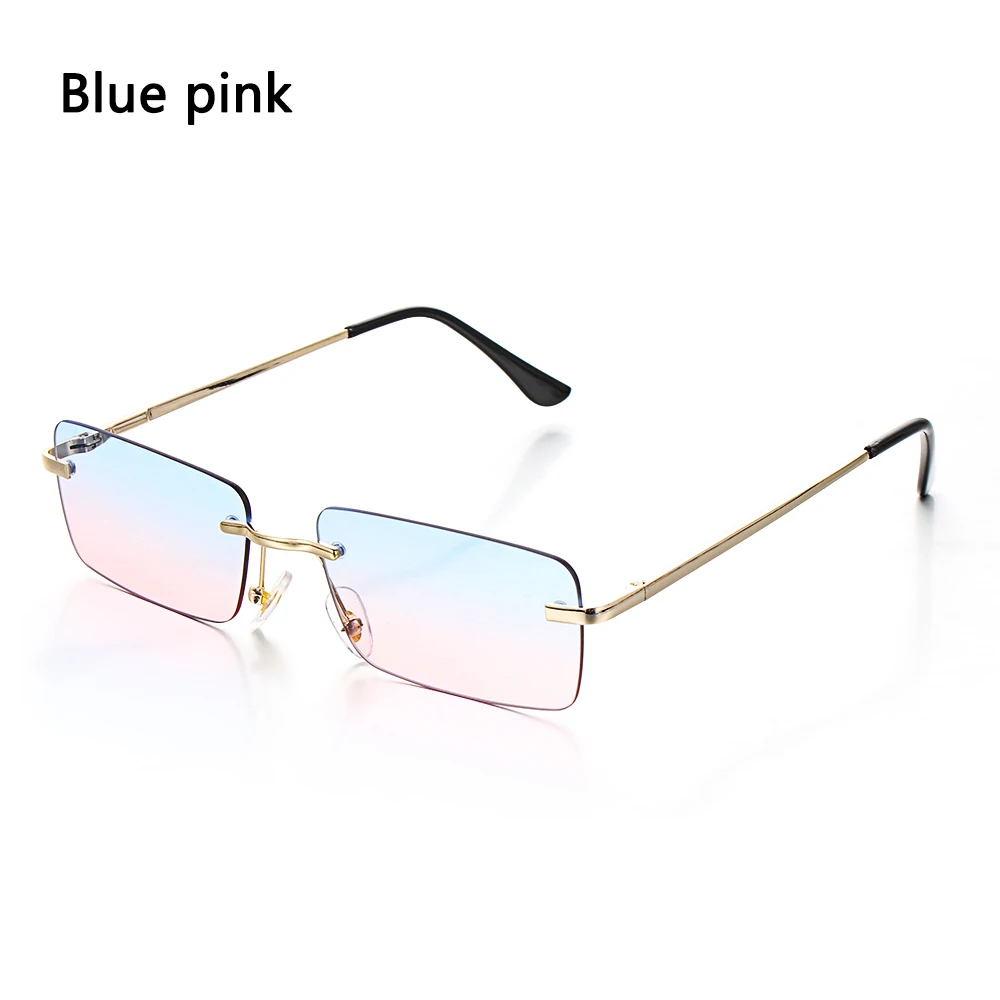  - New Fashion Rectangle Rimless Square Sunglasses Design Unisex Retro Frame Gradient Sun Glasses Vintage Outdoor UV400 Eyewear