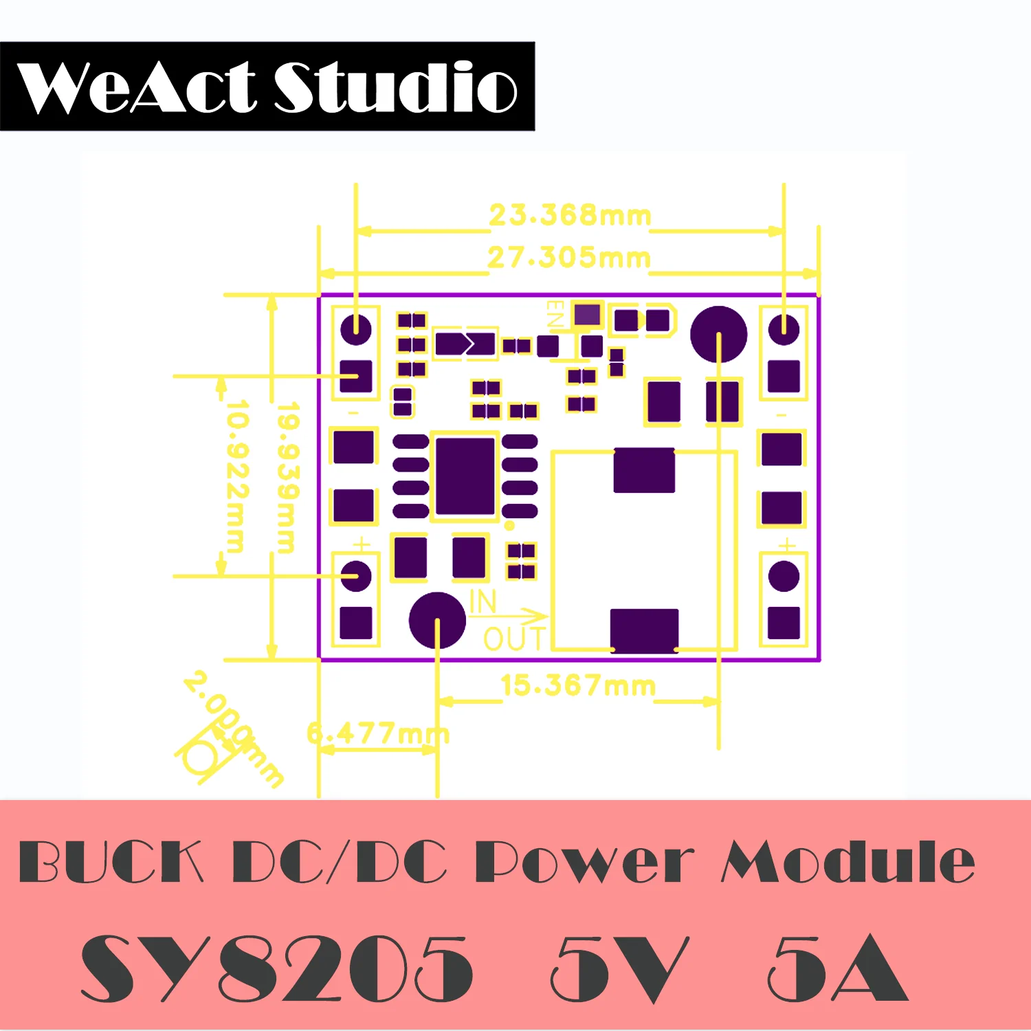 WeAct SY8205 Step-down module 3.3V 5V 9V 12V High-current power module Steering gear power drive power adapter battery charge module fpc module development board