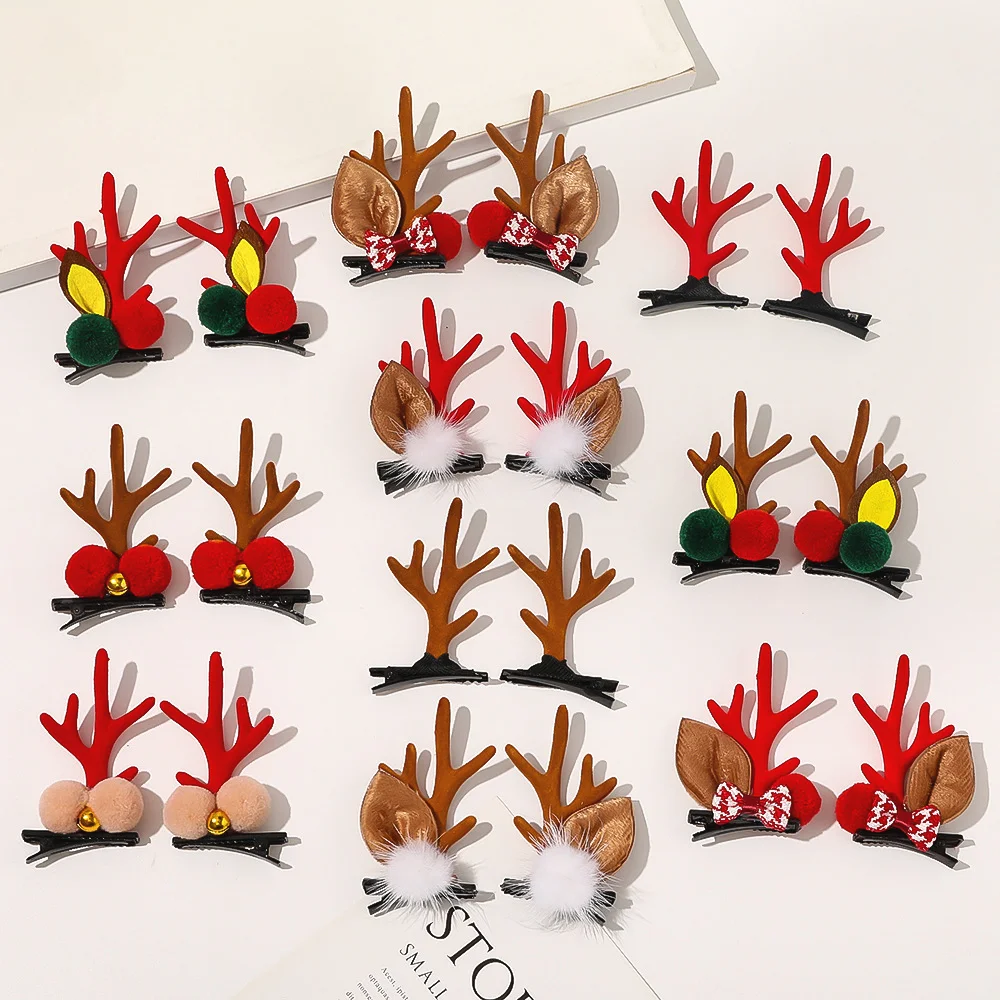 

2 Pcs/Set Fashion Christmas Hairpins Snowflakes Elk Elderly Christmas Headbands Hair Accessories Gift For Women Wholesale