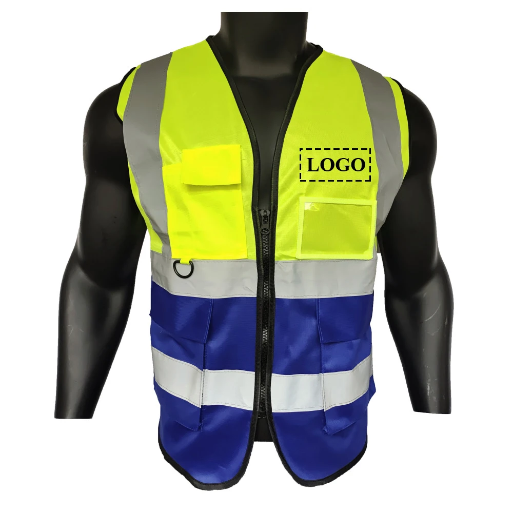 Size S-5XL Safety Vest with Pockets Zipper High Visibility Construction Security Working Clothes Workwear