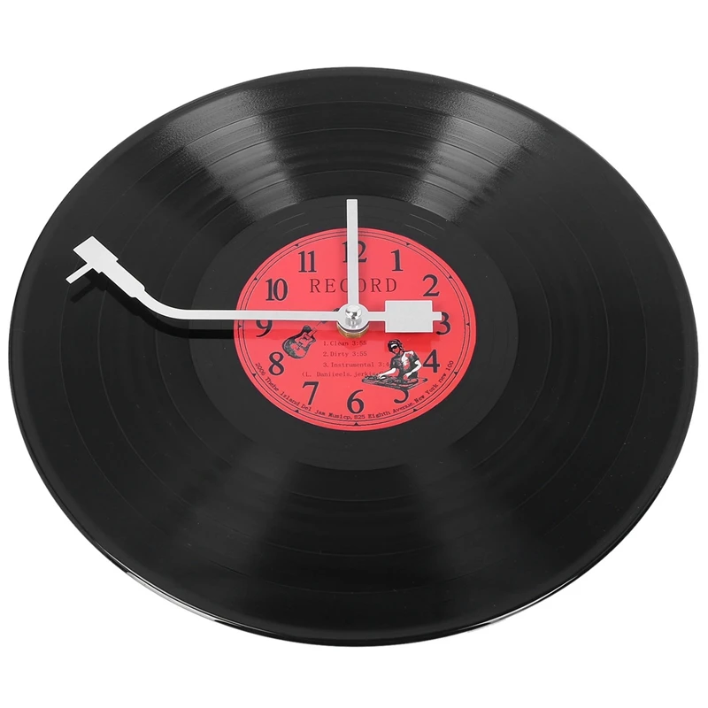 European Retro Nostalgic Ultra-Quiet Clock Vinyl Record Personality Wall Clock Cafe Bar Decorative Wall