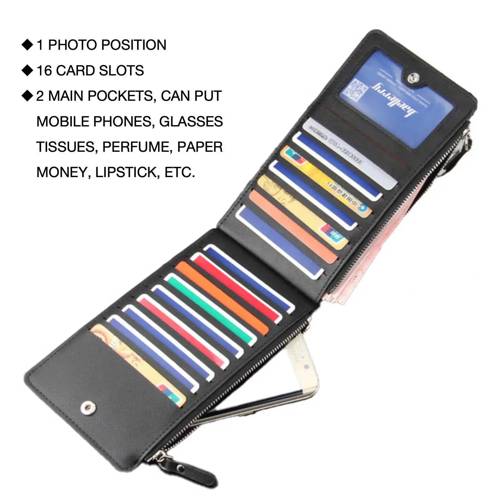 Casual Multi-Card Double Zipper Long Men's Wallet Multi-Function Ultra-Thin Bank Card Holder Large Capacity Bifold Clutch Bag
