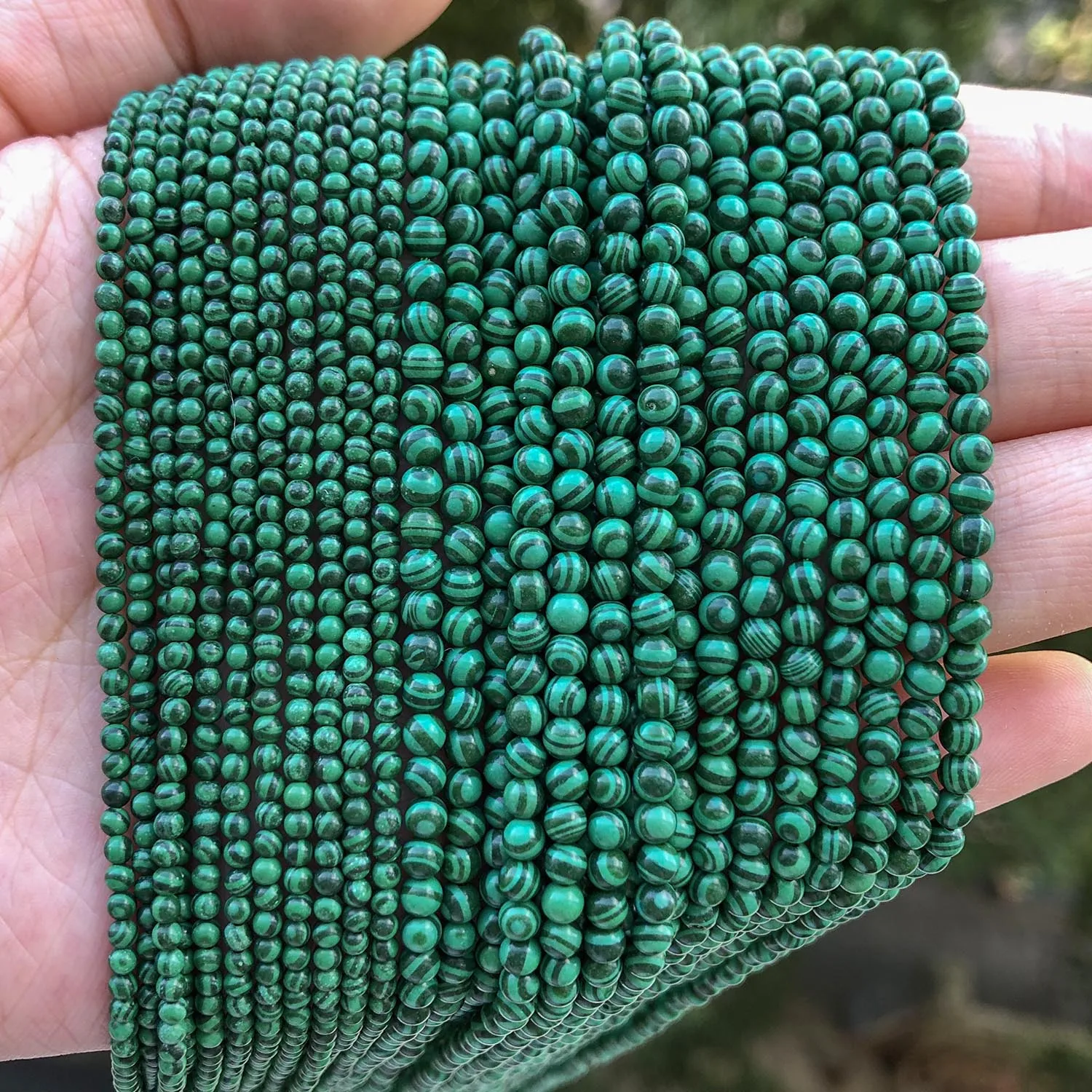 Petite perle en pierre naturelle Malachite de 2mm 3mm, pour bricolage, accessoire de chaîne de ceinture, petit Bracelet élégant, collier, fabrication de bijoux