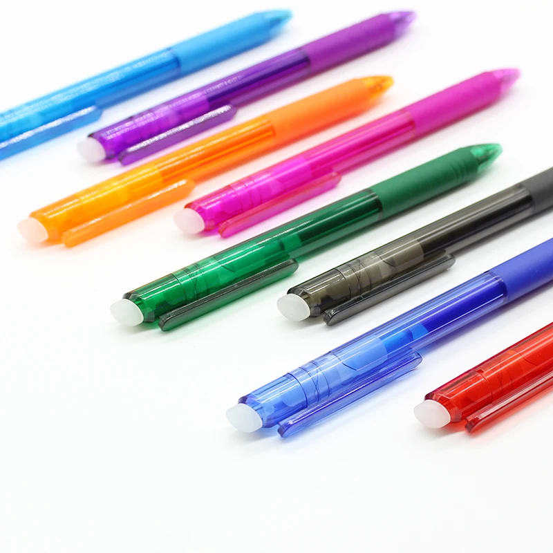 0.7mm 0.5mm Erasable Pen Refill 8 Color Ink Washable Handle Office Accessories Rotation Switch Retractable Ballpoint Pen 7Pcs