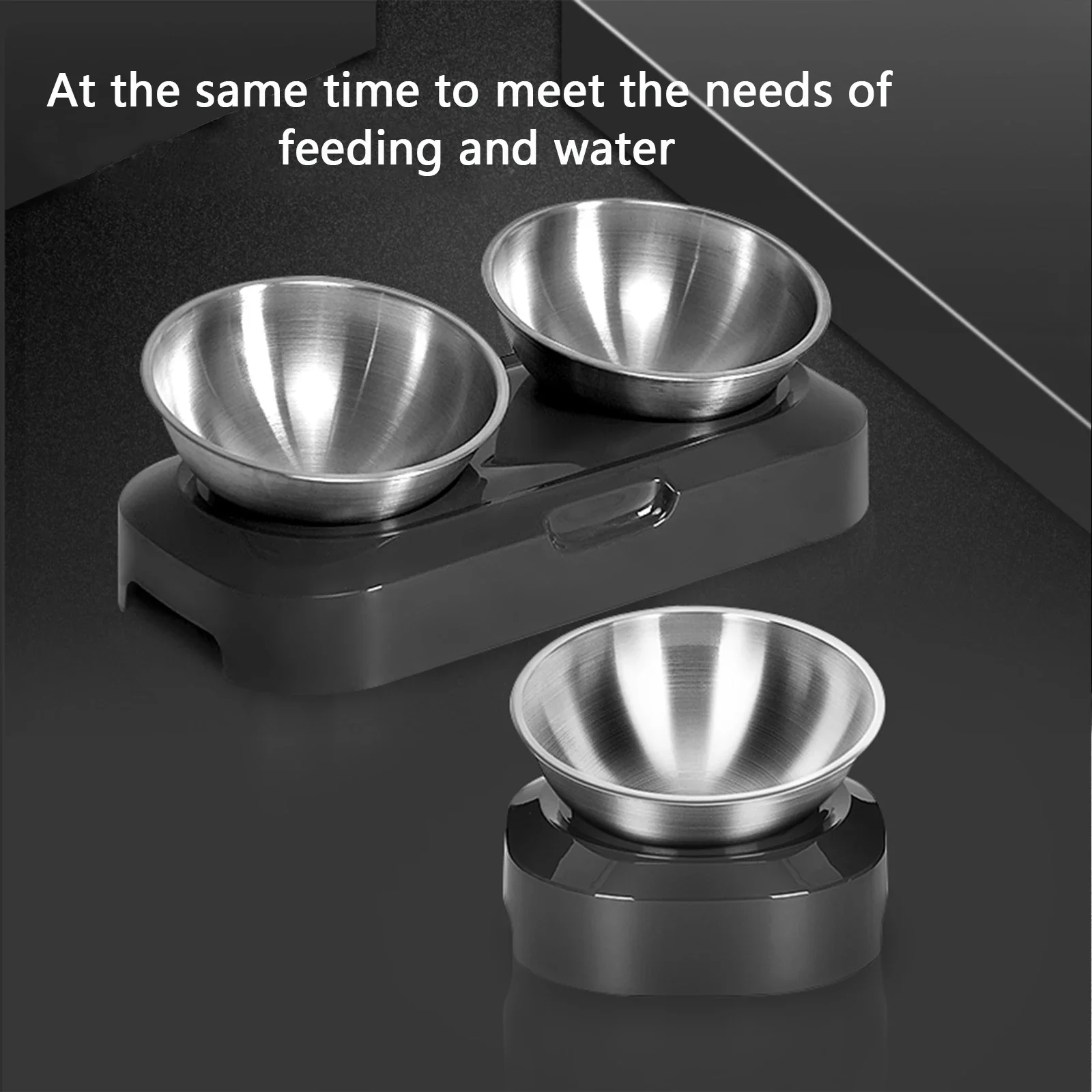 PETWAN Raised Cat Bowl Stainless Steel,Non-Slip Silicone Mat&Raised Cat Feeder with 15°&0°Tilting Neck Protective Bowl for Pets PETWAN Raised Cat Bowl Stainless Steel,Non-Slip Silicone Mat&Raised Cat Feeder with 15°&0°Tilting Neck Protective Bowl for Pets