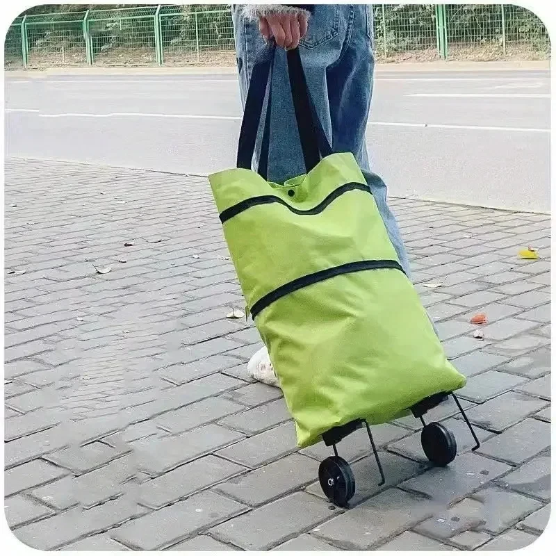 עגלת קניות מתקפלת ניידת עם גלגלים, עגלת יד קלת משקל לשימוש ביתי וחיצוני