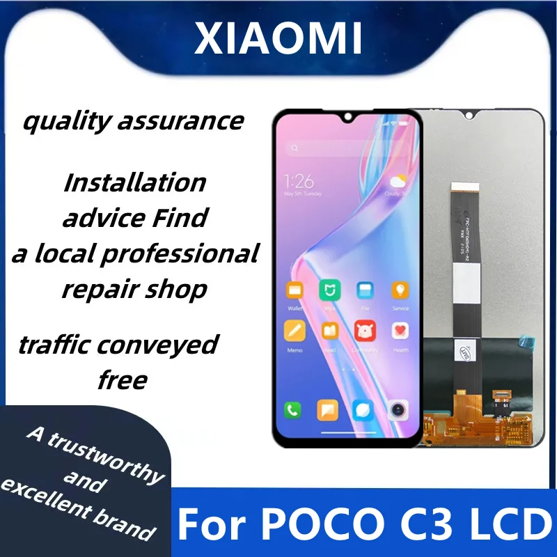 

6.5''Original For Xiaomi POCO C3 LCD Display RMX2027 Touch Screen Digitizer with frame Assembly For poco C3 screen replacement
