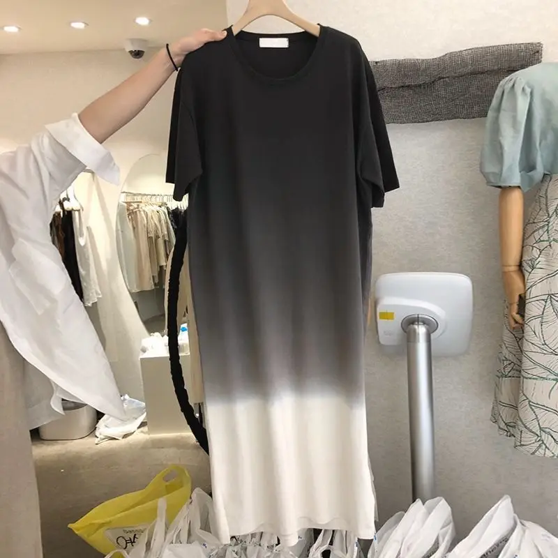 

Women‘s Sweet Cartoon Sequins Oversized Tshirt Tees Short-Sleeved Korean Loose Girlfriends Summer Dress Mid-length Tops C17