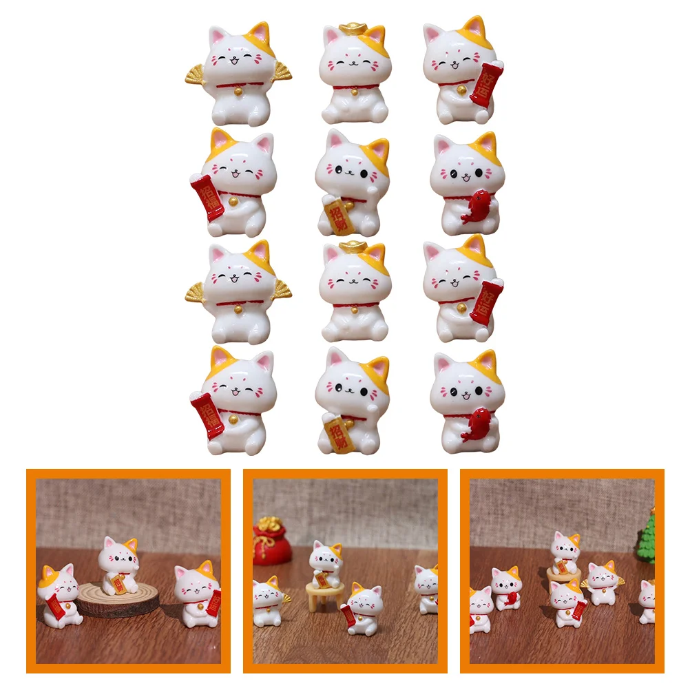 

Fortune Cats Micro Landscape Ornaments Miniature Lucky Figurines Home Decor Kitten Themed Birthday Decorations