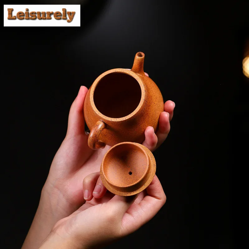 230ml Yixing Purple Clay Teapots Master Handmade Gourd Pot Raw Ore High Temperature Wood-fired Mud Tea Brewing Kettle Zisha Tea