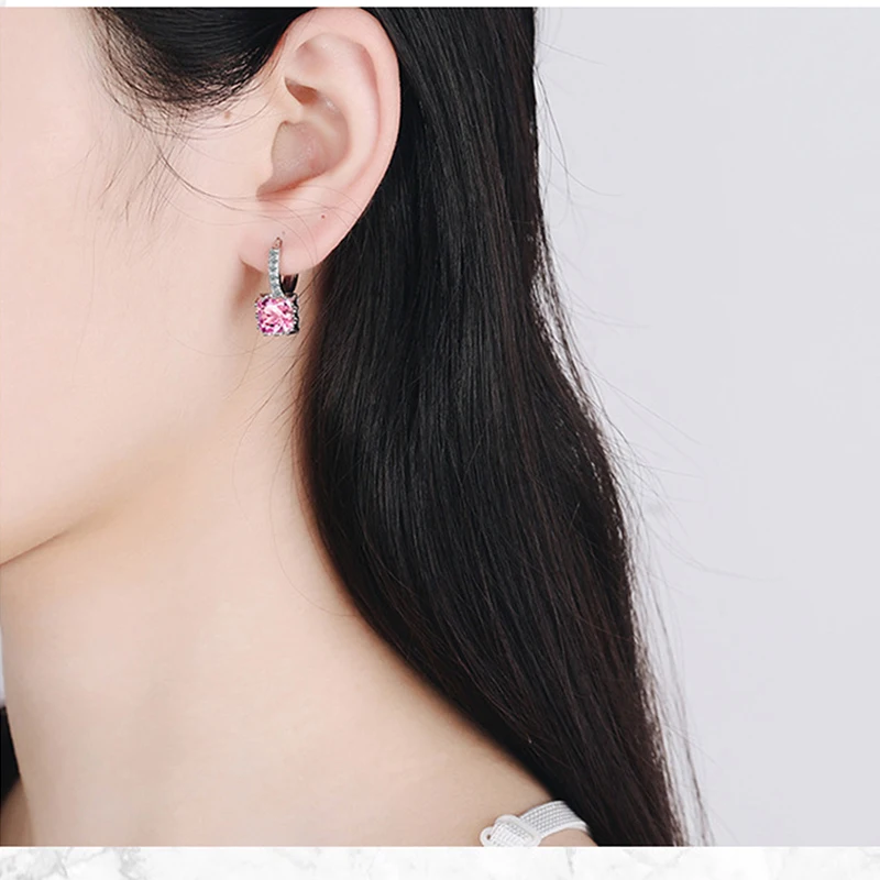 Fanqieliu Real 925 Sterling Silver Princess Square Crystal Drop Earrings For Women Fashion Jewelry FQL21014 silver earrings womens earrings silver dangle earrings
