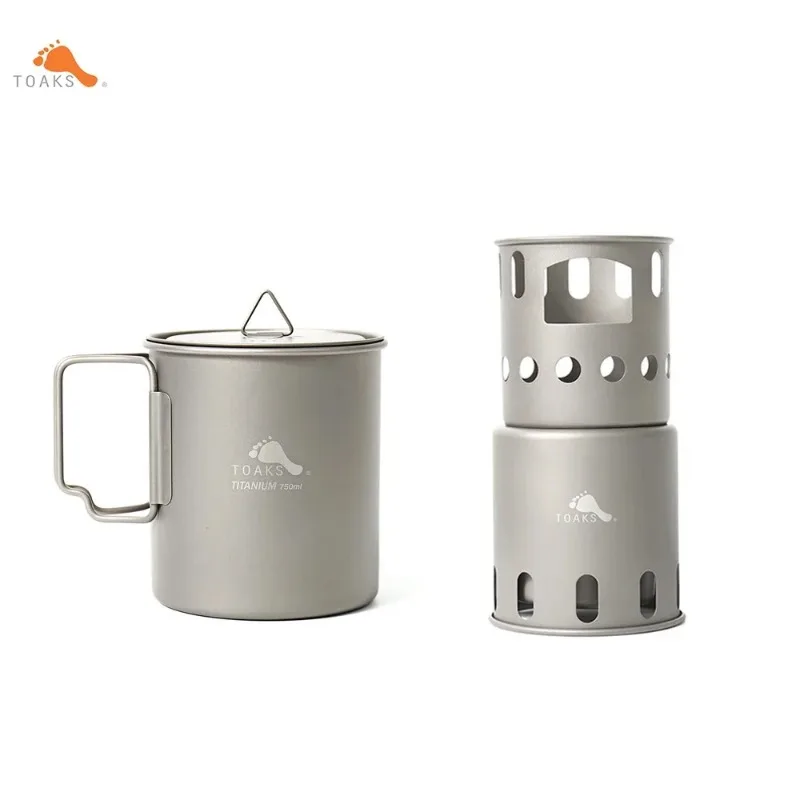 TOAKS Titanium 750ml Pot and Wood Stove STV-12 Ultralight Set for Outdoor Camping Hiking POT-750 & STV-12 2