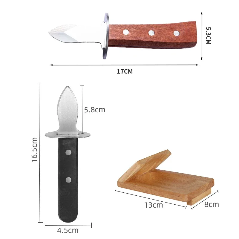 Seafood Oyster Opener Wood Handle Stainless Steel Oyster Knives Scallop Shell Shucking Cutter Home Kitchen Seafood Tools seafood opener,oyster knife