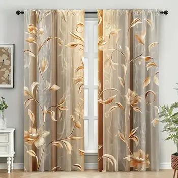 Retro European Floral Printed Curtains 1