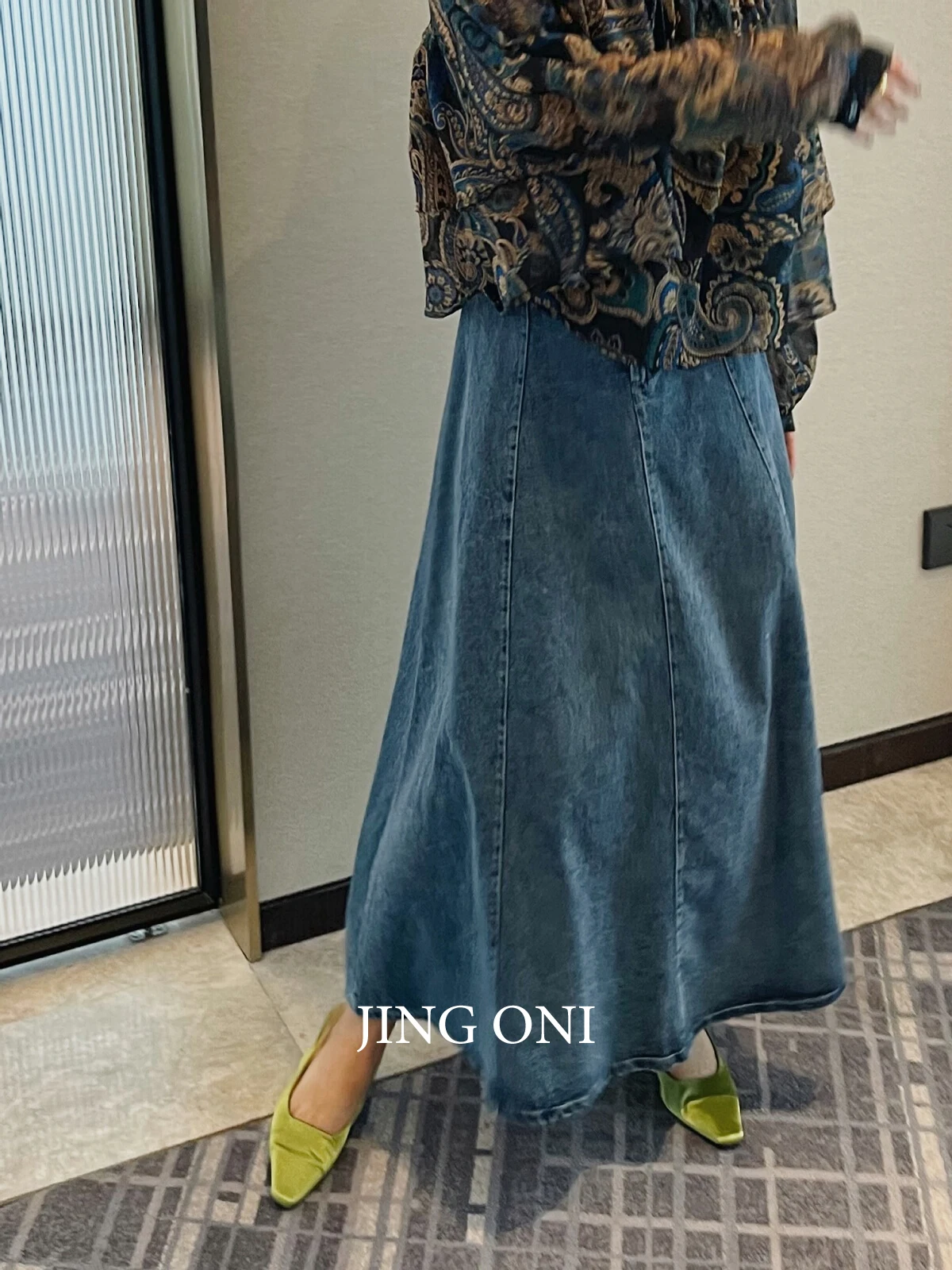 

Denim Long Skirt Spring 2024 Woman Clothing Korean Style Vintage Fashion Elegant High Waist Lolita Youthful Tulle Luxury wrap