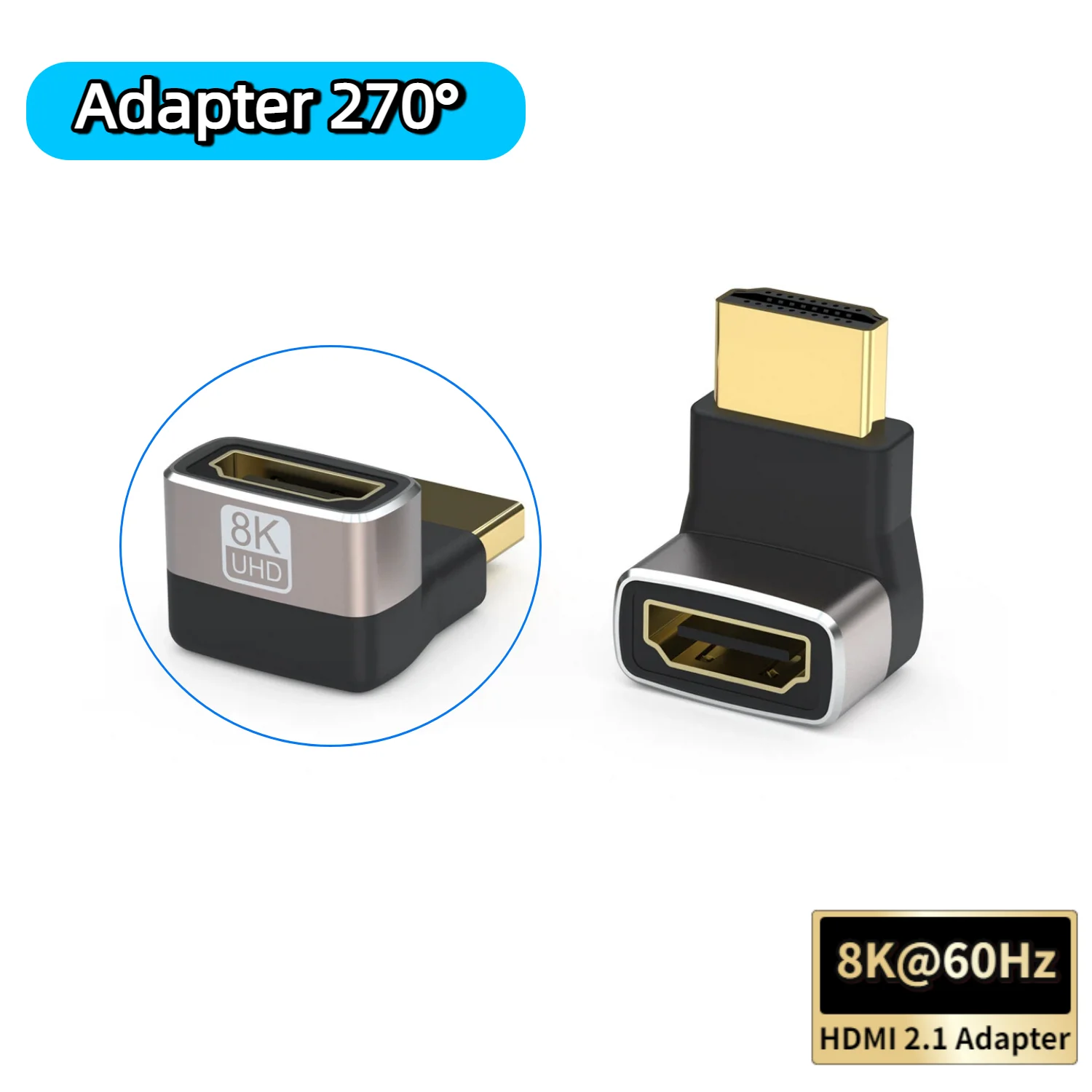 Ultra HD HDMI Right Angle Adapter – 90° & 270° Swivel
