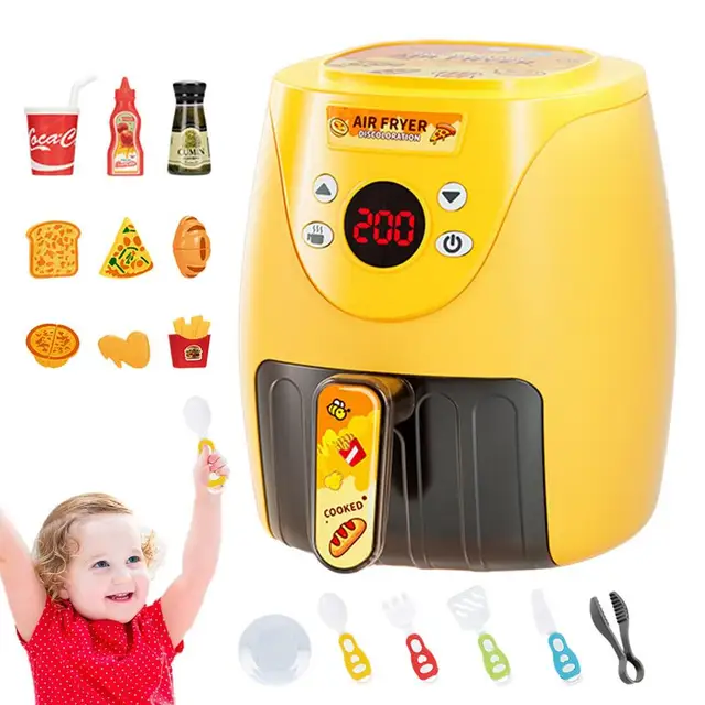 Air Fryer Toy,Kids Kitchen Playset,Toddler Play Kitchen Accessories with  Pretend Light and Sound,Interactive Early Learning Toy,Kids Gift for