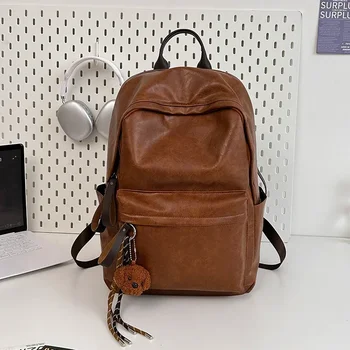 Zaini solidi in PU lucido alla moda caldi Zaini scolastici semplici e versatili di grande capacità di alta qualità per unisex 2024 Vendita calda