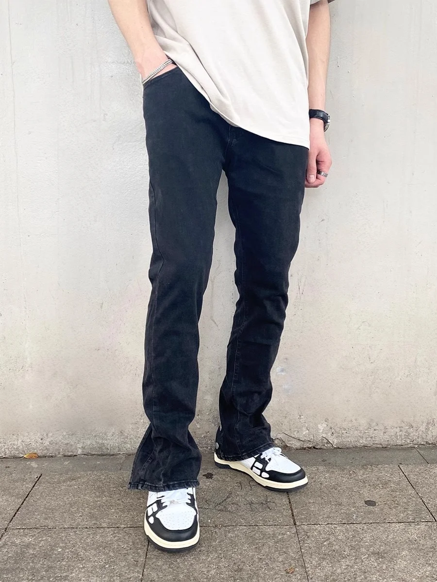 Fashion 2024 Spring Jeans High Street Slimming Trendy Jeans Men Fashion Denim Pants Elastic Slim-Fit Straight Denim Trousers