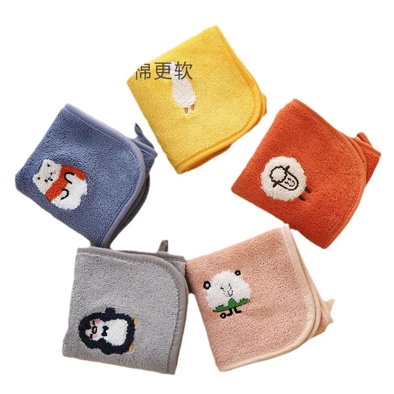 Cotton Baby Bath Towel Cute Coral Velvet Absorbent Face Hand Towel Kids Wipe Washcloth Newborn Infant Kids Shower 25*50cm
