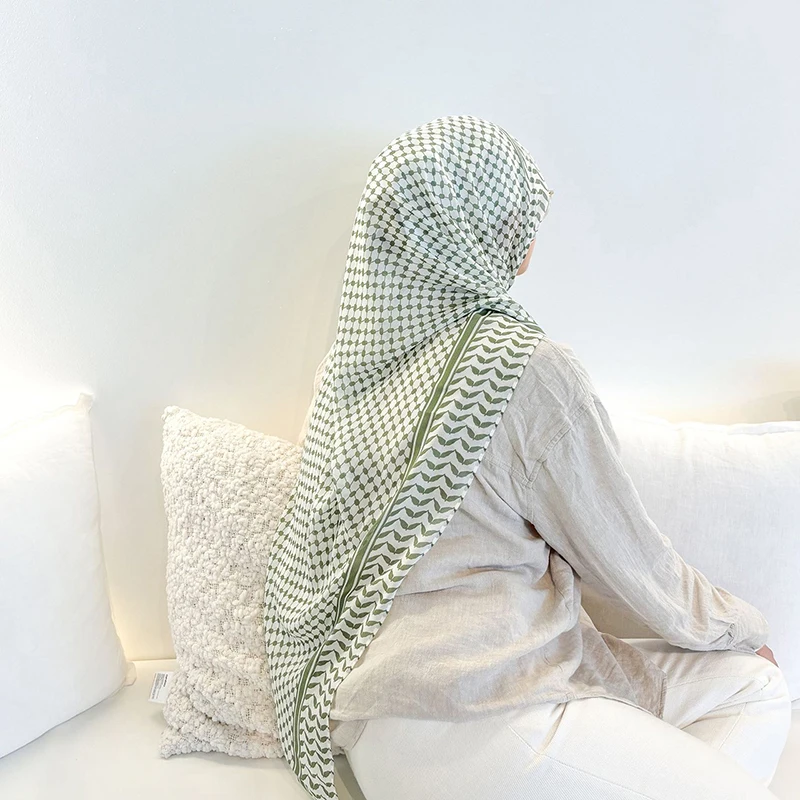 

Хлопковый хиджаб большого размера с принтом, дышащие мягкие длинные модные передние шарфы, головной платок, мусульманский хиджаб, шаль Рамадан