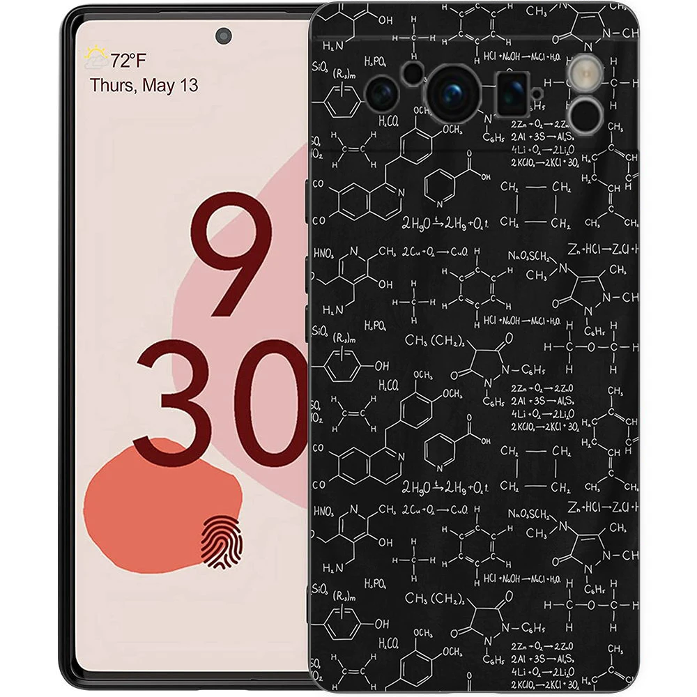 Elegant Black TPU Phone Case with Physics and Mathematics Design